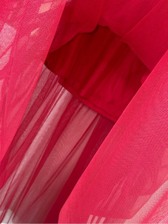 adidas Red Tulle Maxi Skirt with White Sport Stripes - Picture 4 of 9